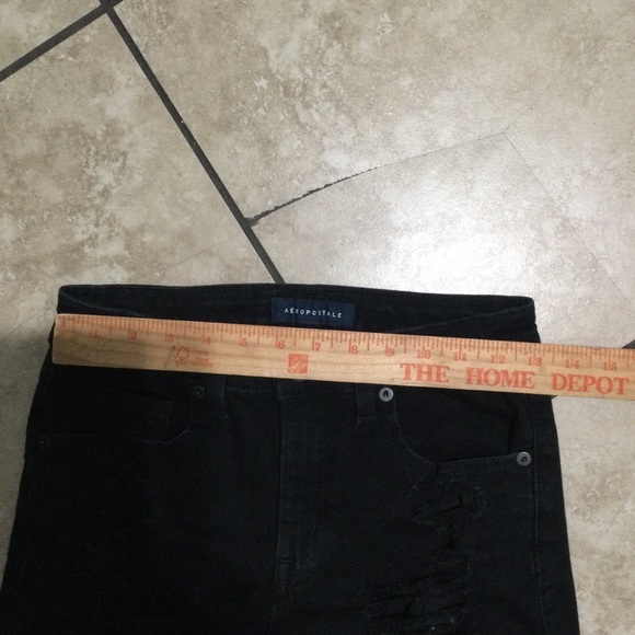 Aeropostale High Rise Midi Black Jean Shorts Distressed Cuffed Hem Size … - Picture 7 of 9